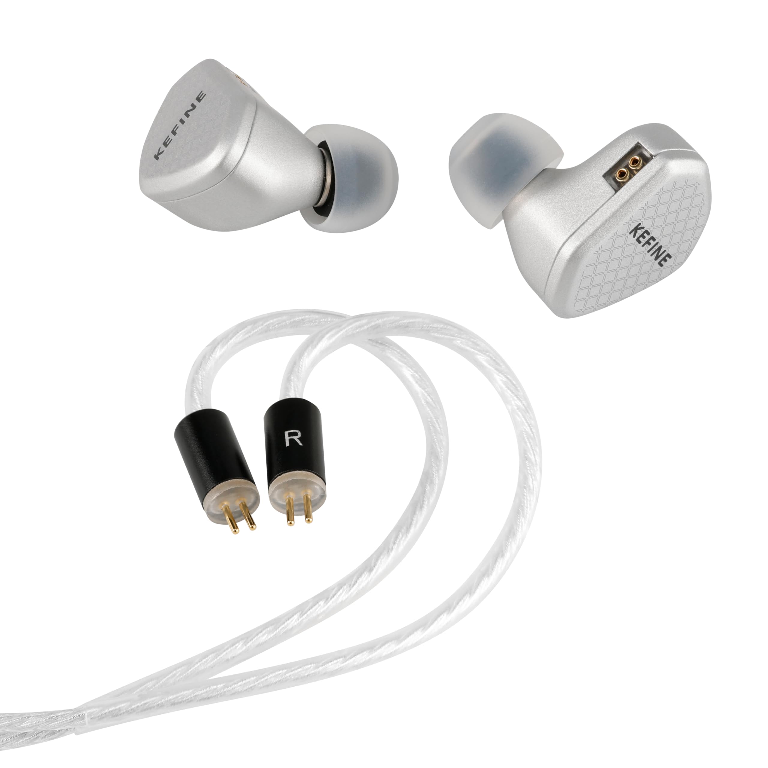 Kefine Klean SV 10mm DLC-Membran Dynamic Driver Ohrhörer, 1DD In-Ear-Monitor Kopfhörer, HiFi verkabelte IEM-Ohrhörer mit zwei austauschbaren Aufsätzen, abnehmbares 0,78 2-poliges Design (Silber, 4,4
