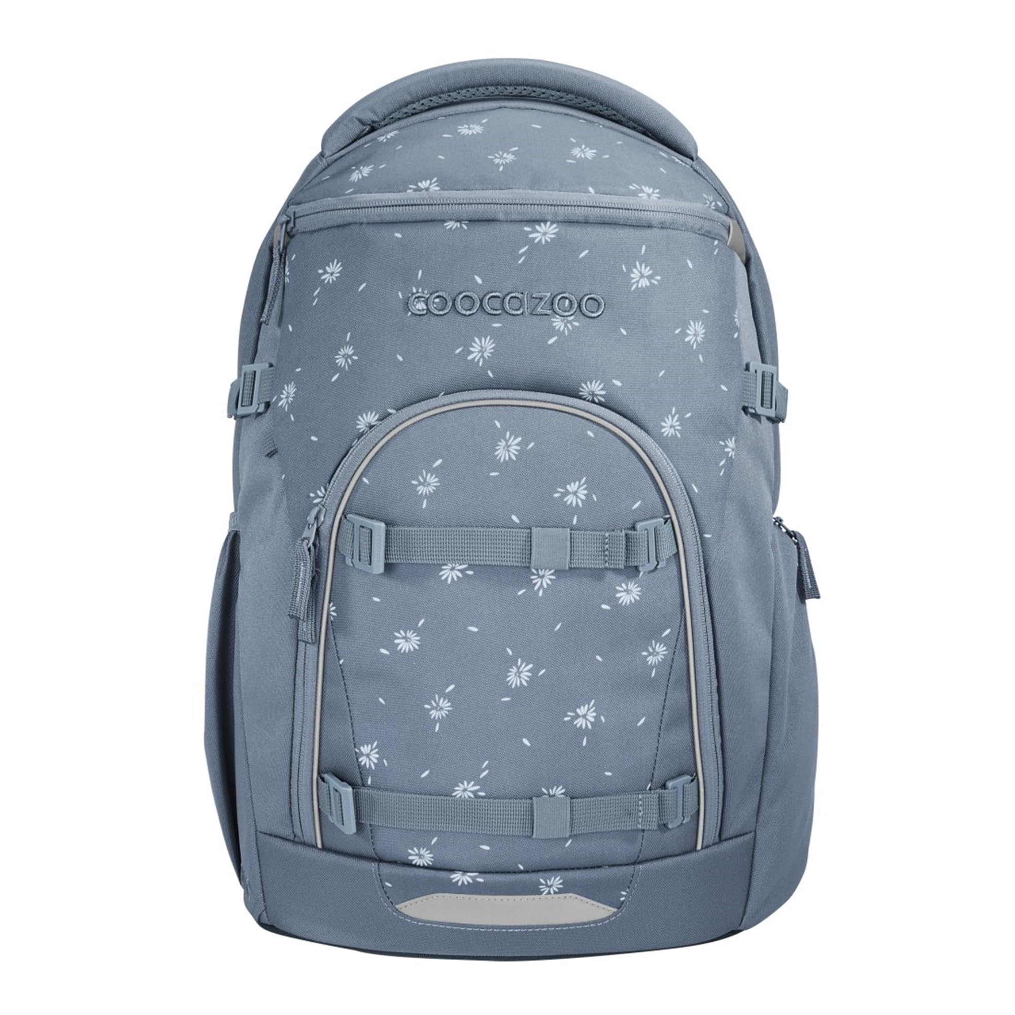 coocazoo Byte Schulrucksack „Bloomy Daisy”, hellgrau, ergonomischer & anpassbarer Tornister, höhen- & größenverstellbar, mit Brustgurt & Hüftgurt, ab der 3. Klasse