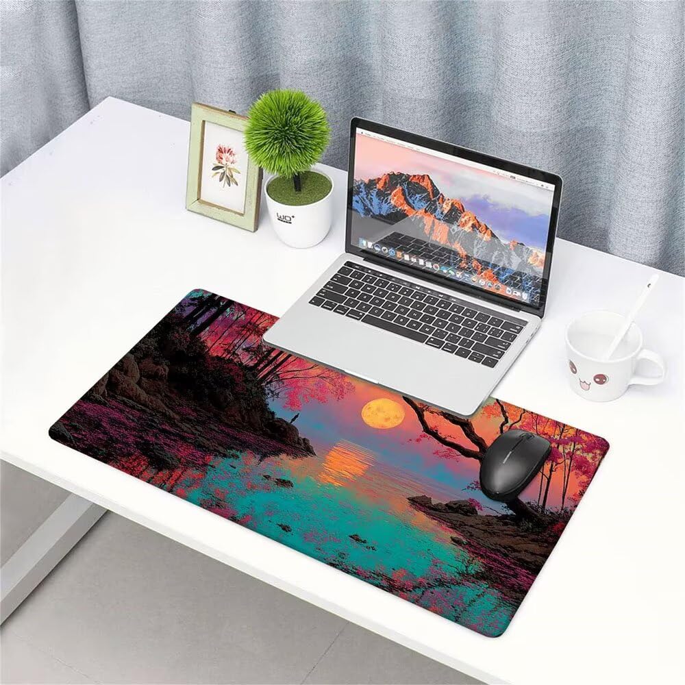 Tappetino Mouse Gaming xxl Accessori Scrivania Ufficio Colore Tramonto Grande Tappetino Mouse e Tastiera Sottomano da Scrivania 1200x600x3mm Base Antiscivolo, per PC Gamer Laptop Studio Casa d-148