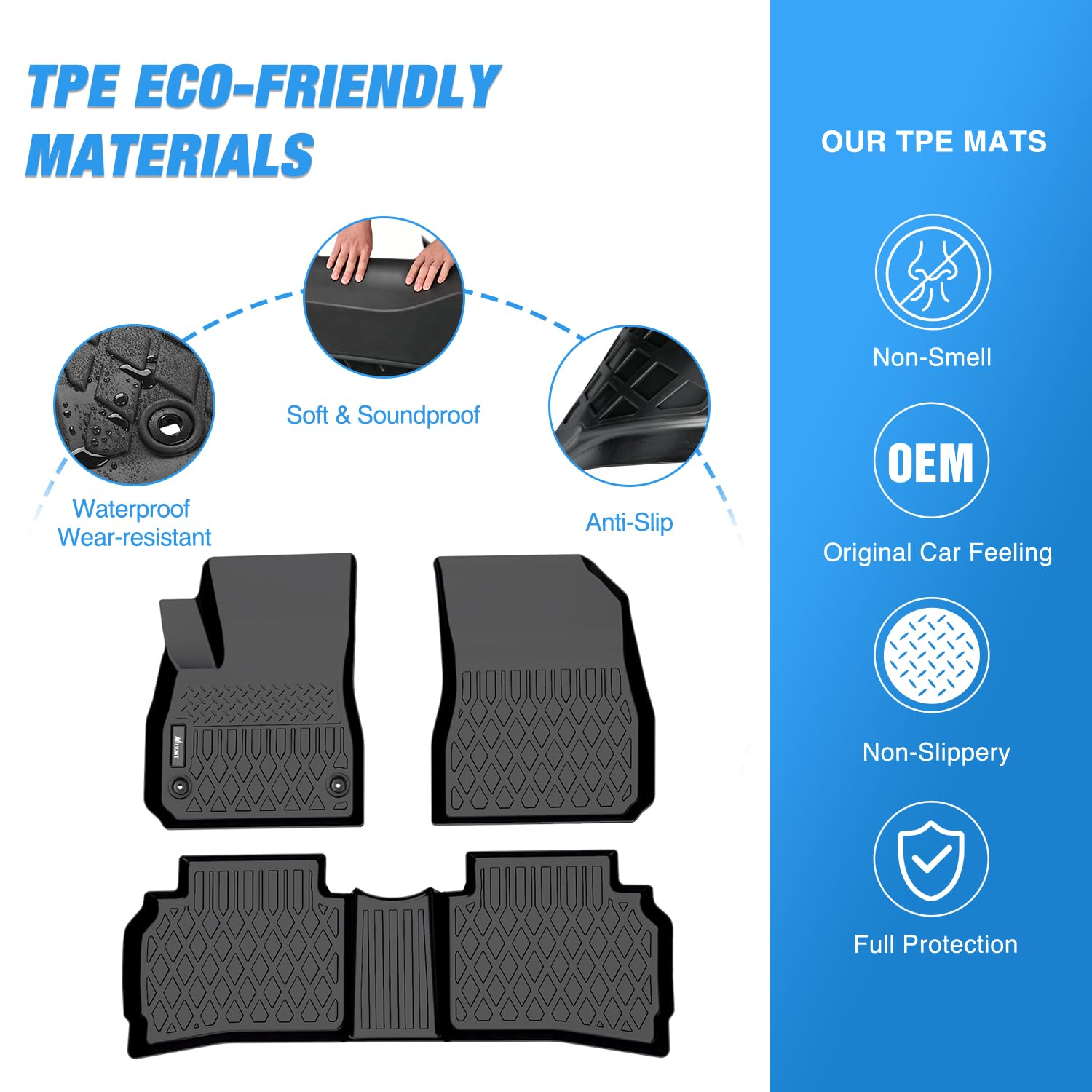 Nilight TPE Floor Mats for Chevy Malibu 2016 2017 2018 2019 2020 2021 2022 2023 2024 2025 All — view 3