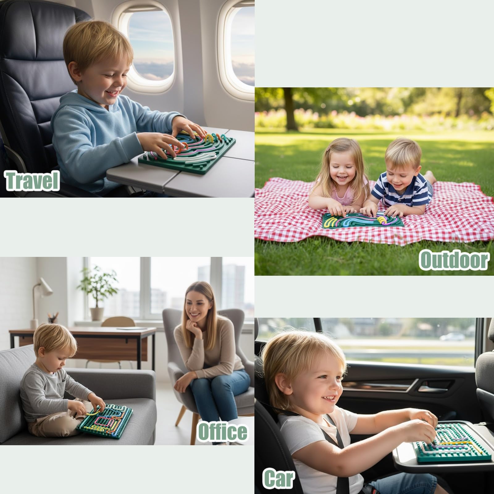 Nokwocy Sensorische Aktivität Brett, Silikon Fidget Spielzeug Für Kinder, Sensorik Spielzeug, ADHD Aktivitätsboard Für Klassenzimmer, Beruhigendes Tool Für Autismus & Angst (mit 20 Zubehörschnüren