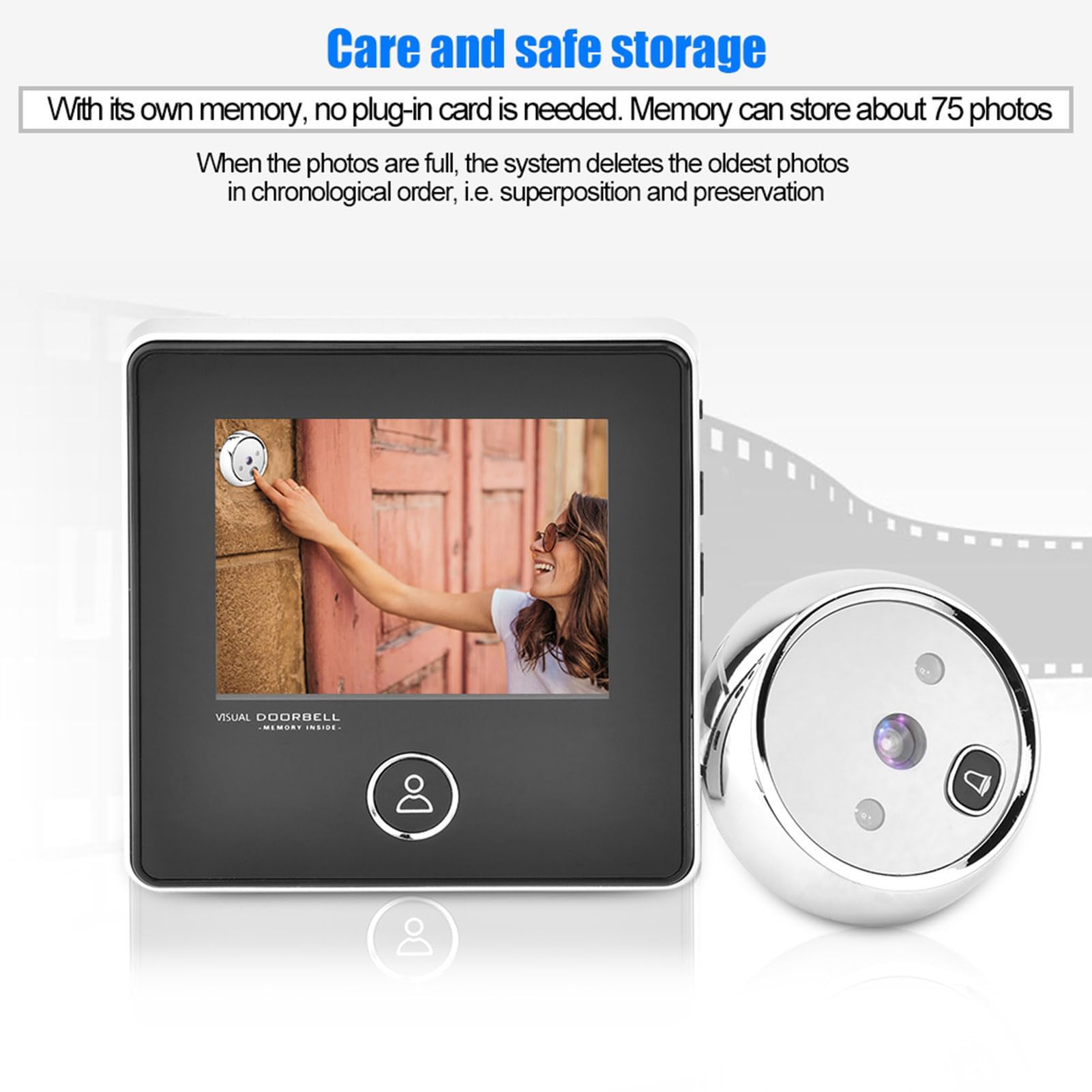 Peep Holes Camera for Doors,2.8 Inches Tft LCD Screen Smart Peephole Visual Doorbell with 1Mp Ir Night Camera - Image 3
