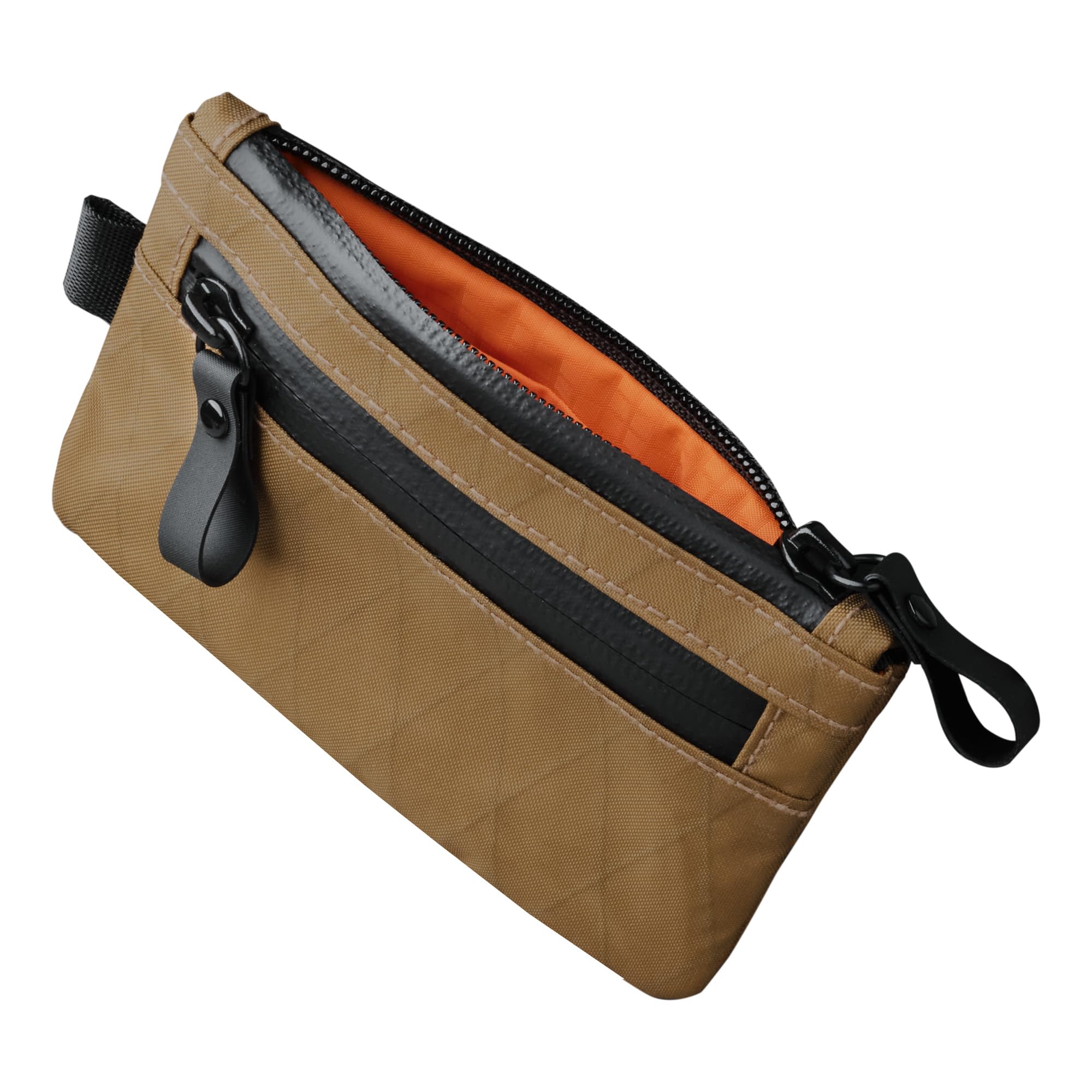 ALPAKA Zip Pouch Coyote Brown X-Pac - RFID-Blocking Small Cash and Card Zip Wallet with Carbon Neutral, Weatherproof Fabrics, YKK Zipper, EDC Pouch for Men Travel