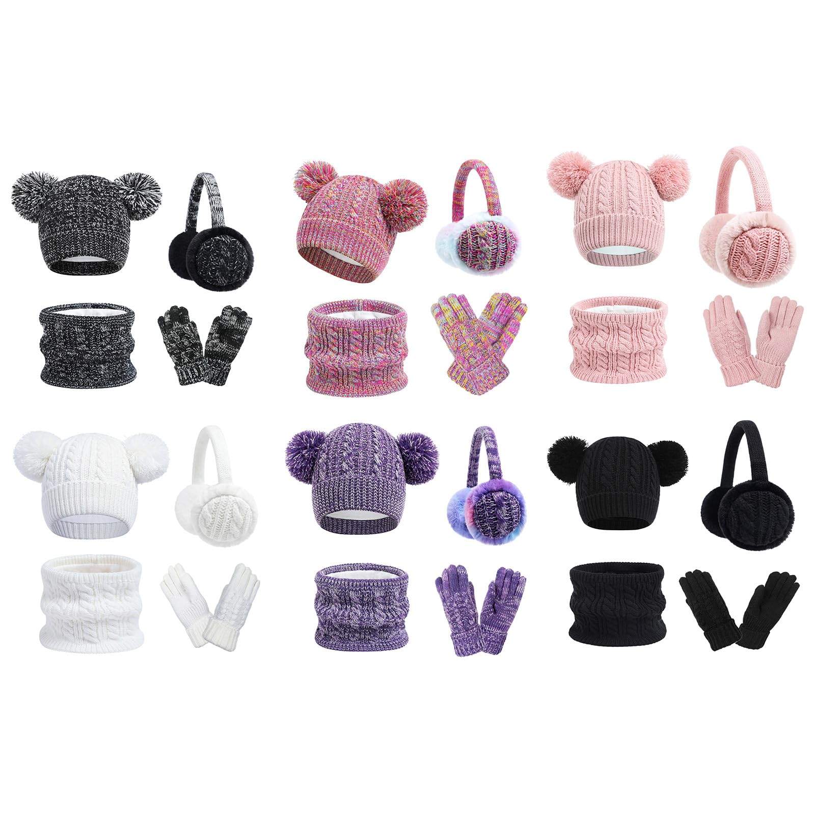 Set essenziale invernale per ragazzo e ragazza Cappello foderato in pile Sciarpa Guanti e paraorecchie Set Accessori invernali per bambini per la scuola e gioco Accessori per bambini
