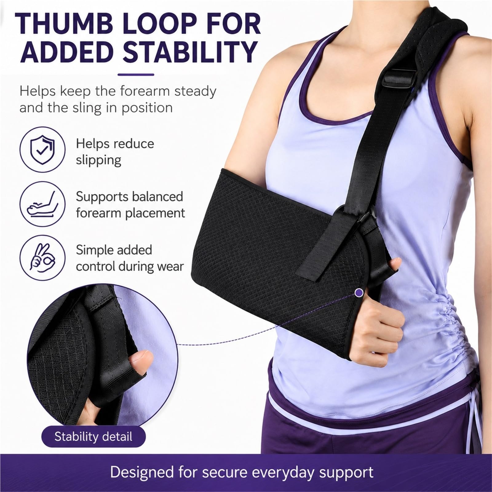 Cabestrillo para Brazo Inmovilizador de Hombro Ajustable Soporte Manguito Rotador Fractura Antebrazo Alivio Dolor Recuperación Postoperatoria Hombre Mujer Universal(L)