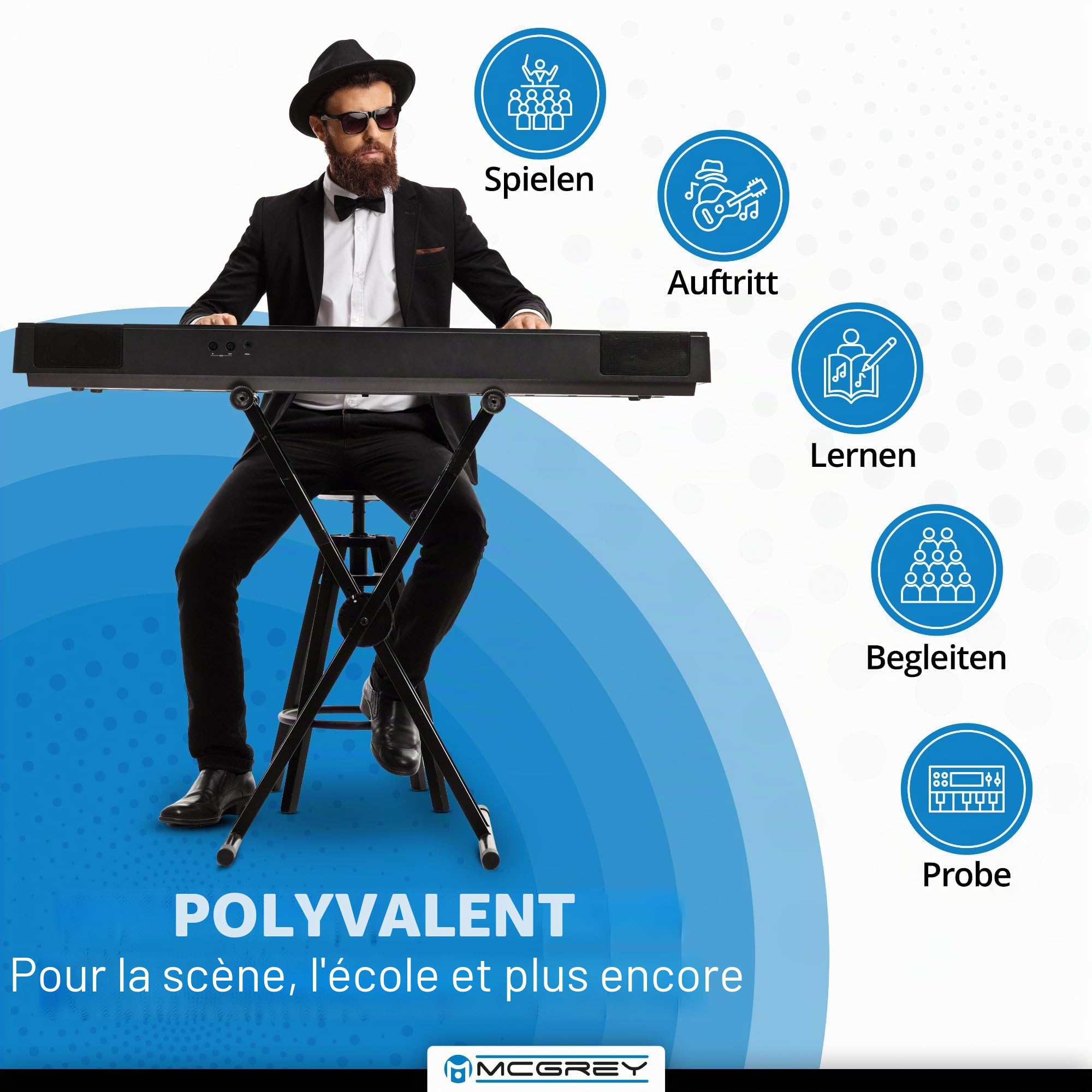 McGrey RA-61 Rollpiano - piano pliable et léger avec batterie Li-Ion, idéal pour déplacements. Convient enfants et adultes. Inclus câble de charge et pédale McGrey RA-61 Rollpiano - piano pliable et léger avec batterie Li-Ion, idéal pour déplacements. Convient enfants et adultes. Inclus câble de charge et pédale