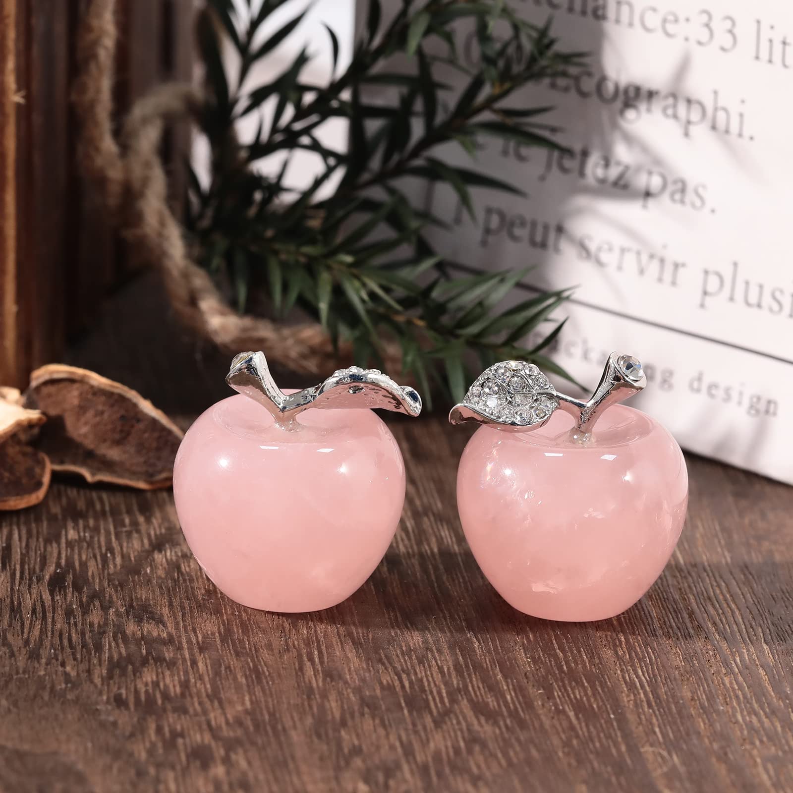 Mini Statue De Pomme En Oxyde Noir Et Cristal - Figurine De Guérison, Décoration Feng Shui, 3 Cm