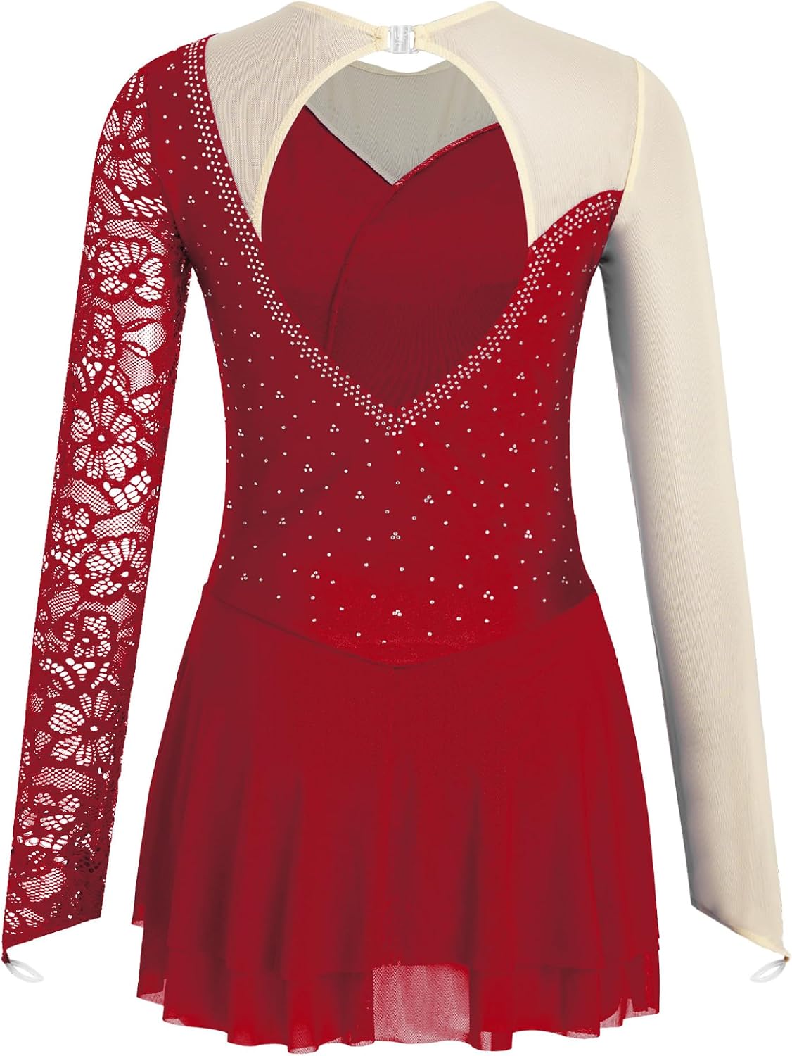 Figure Skating Dress for Women Long Sleeved Competition Ice Dance Dress Performance and Practice