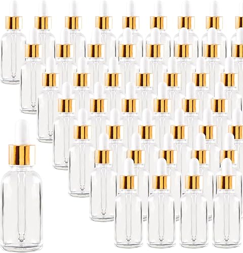 Miniatura 23 de Paquete de 48 Botellas Cuentagotas de Vidrio Transparente de 1 oz, Botellas Cuentagotas con Cuentagotas de Vidrio para Aceites Esenciales, Perfumes