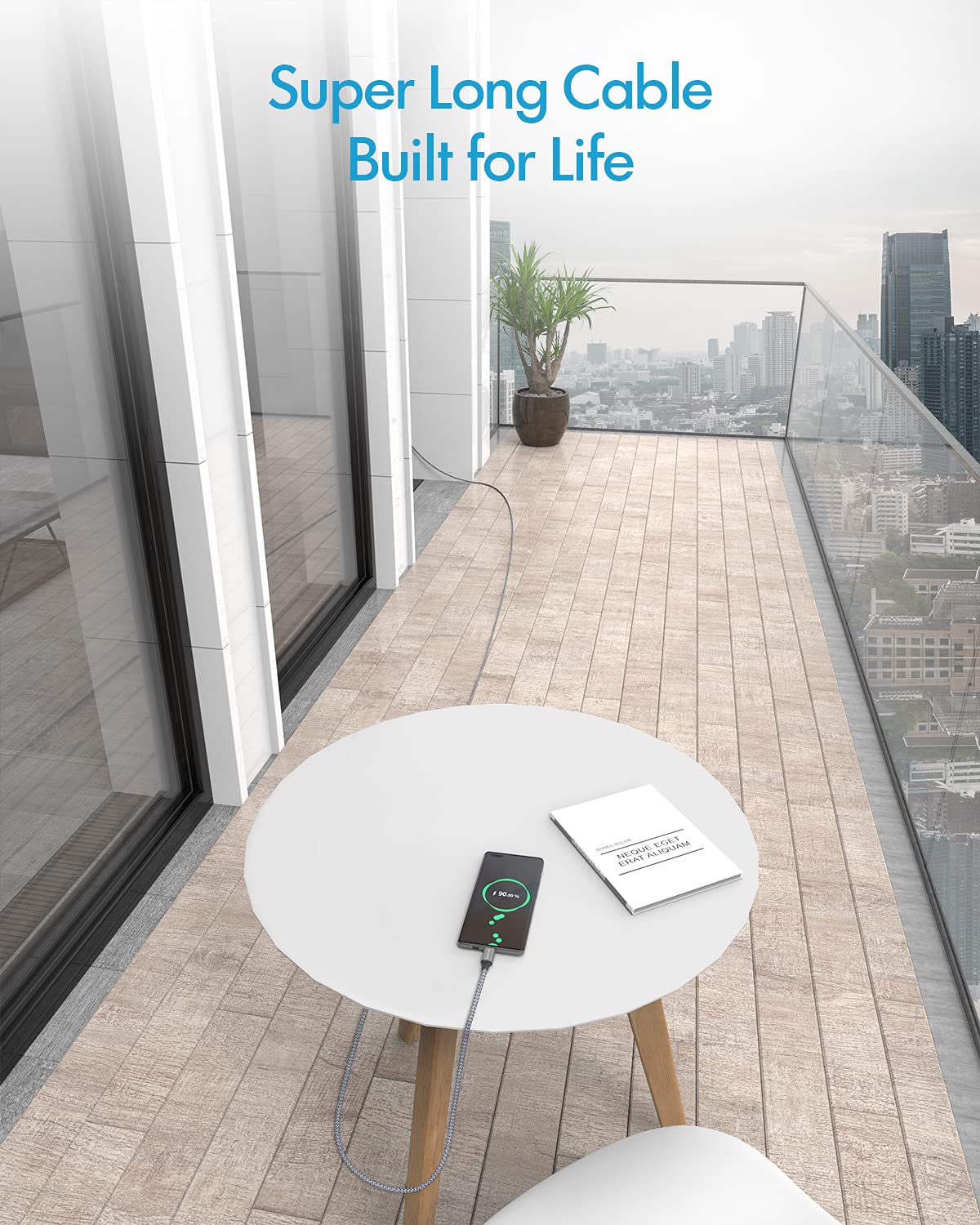 Baiwwa Cavo USB Type-C 4.5 Metri, Extra Lungo Cavo USB A USB C Ricarica Rapida per Samsung Galaxy S25 S24 S21 S9 S8 Plus, Galaxy Tab, PS5 Controller, Switch - Grigio