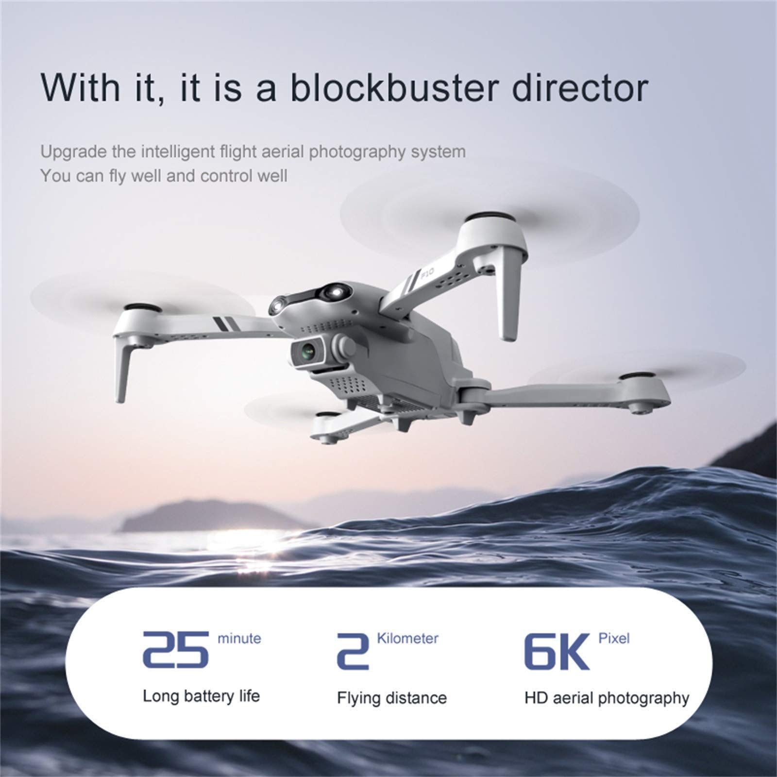 Drone avec Caméra 4K 2.4G/5G WiFi FPV Télécommande WiFi APP, 25 Minutes, Voler par Trajectoire, Maintien d'altitude, 3 Modes de Vitesses, pour Débutants&Professionnels, Facile à Diriger (2.4G Wifi)