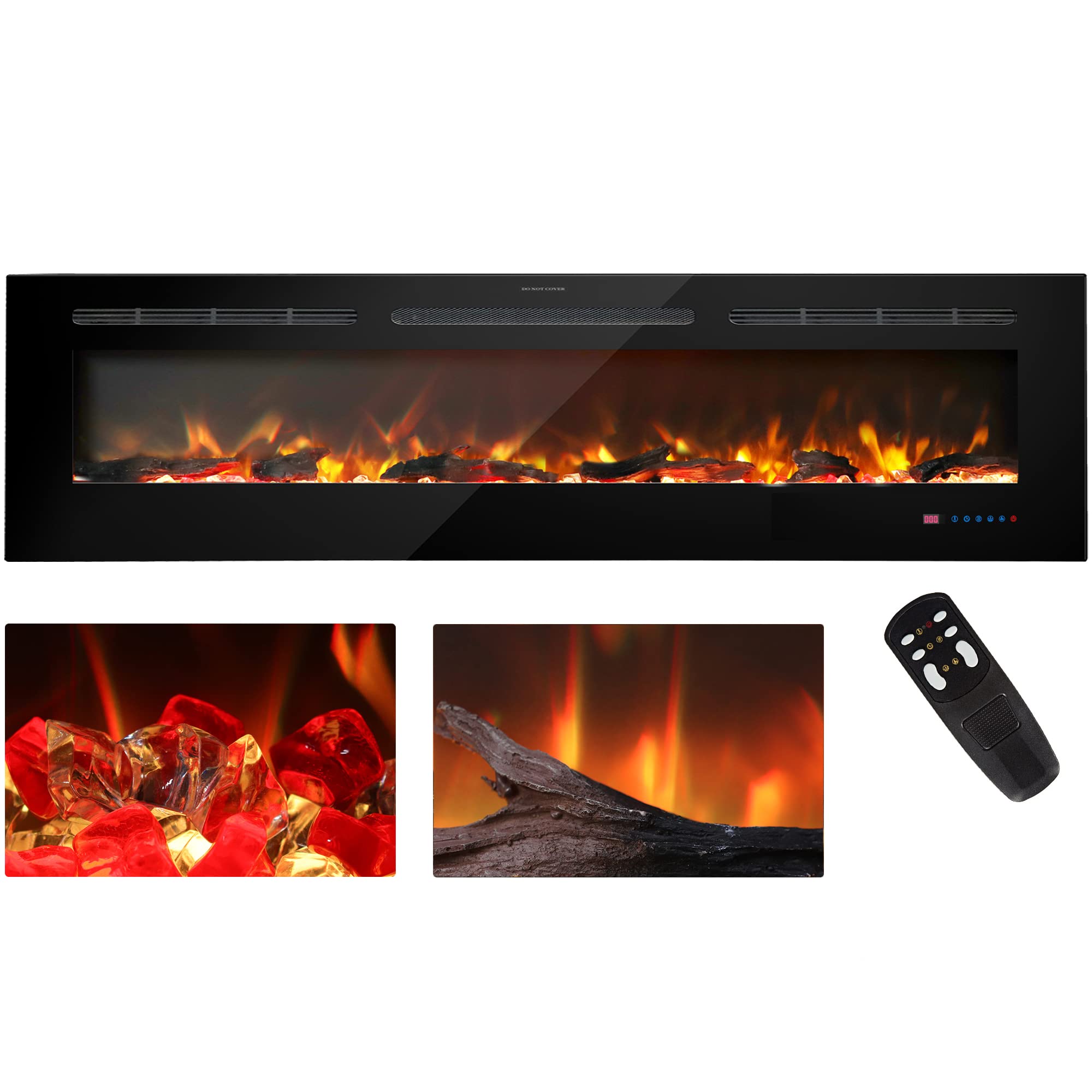 Buy Kentsky 72 inches Electric Fireplace Inserts, Recessed and Wall