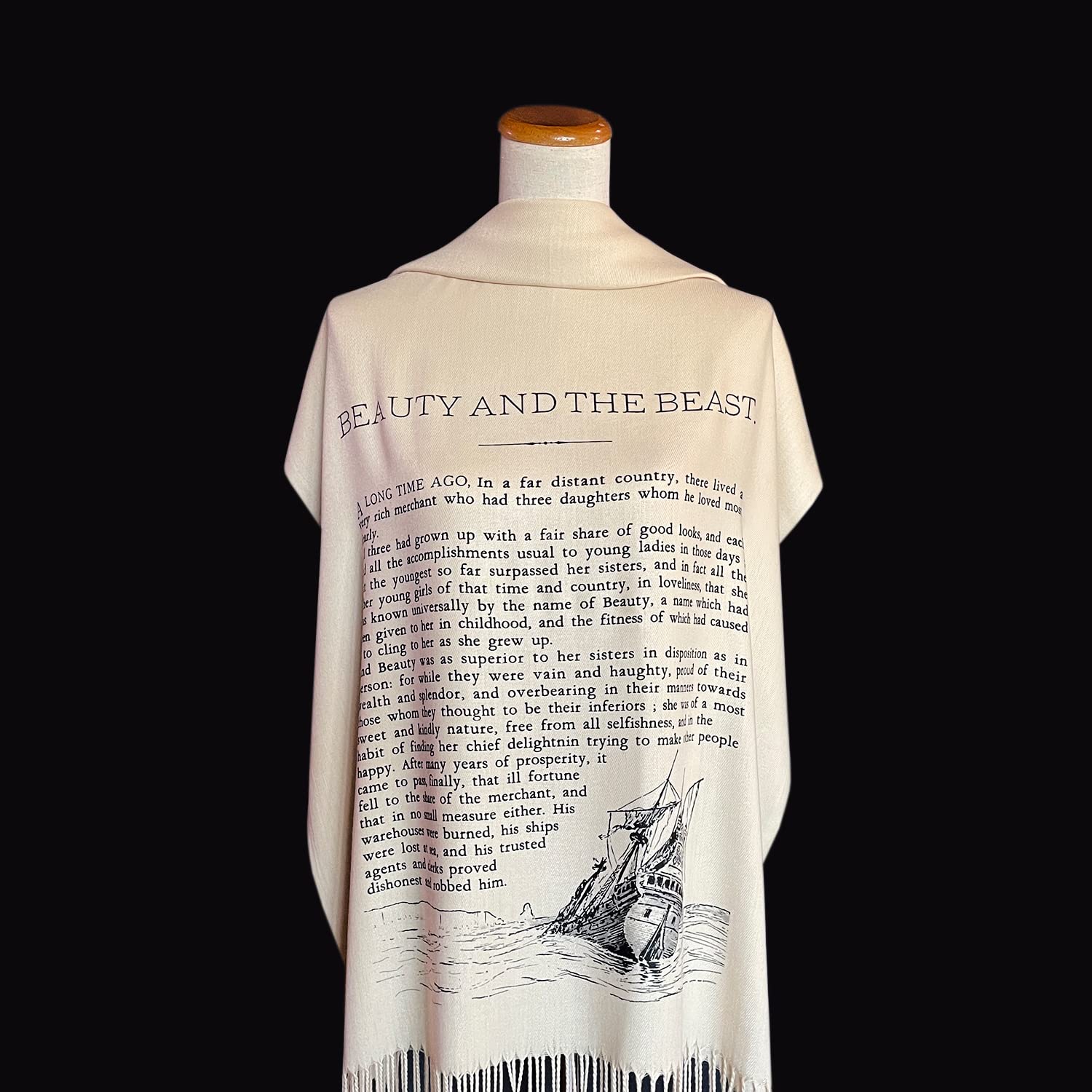 Universal Zone Beauty and the Beast Scarf Shawl Wrap. Bookish outfit, literary scarf, book scarf. Red Rose.