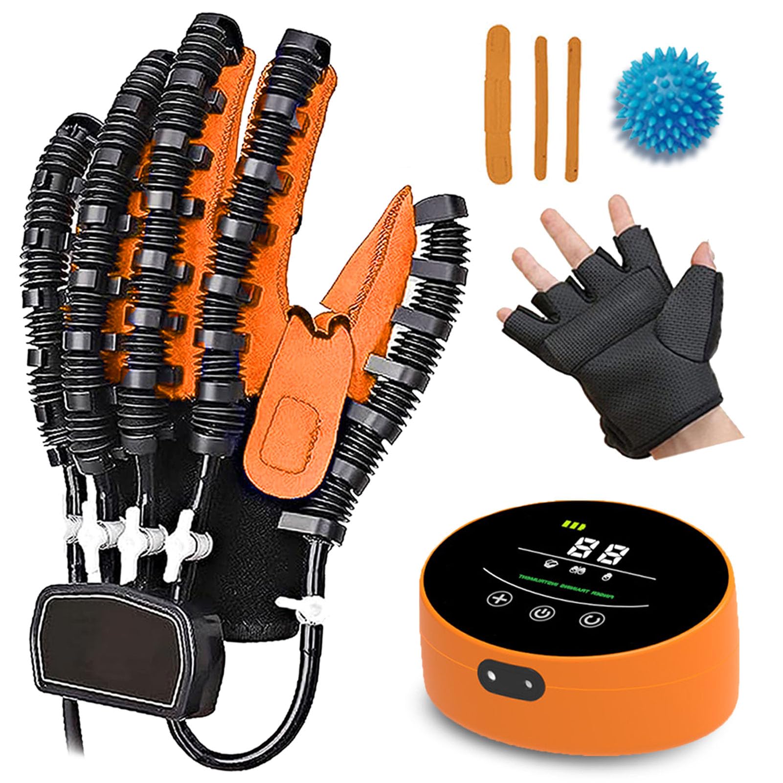 Guanti Robot per Riabilitazione delle Mani, Mano Fisioterapia Attrezzi per Ictus Emiplegia, Guanti per Artrite Protezione per Tutore per Raddrizzare Le Dita(Size:XXL Sinistra,Color:Arancione)