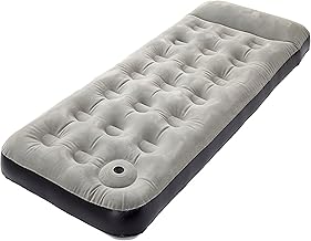 Hi-Gear Deluxe Single Air Bed with Built-in Foot Pump and Raised Pillow, for Adults, Teens & Kids, Durable, Portable, Blow Up, Inflatable Mattress, Camping, Festivals or Overnight Guests, Grey