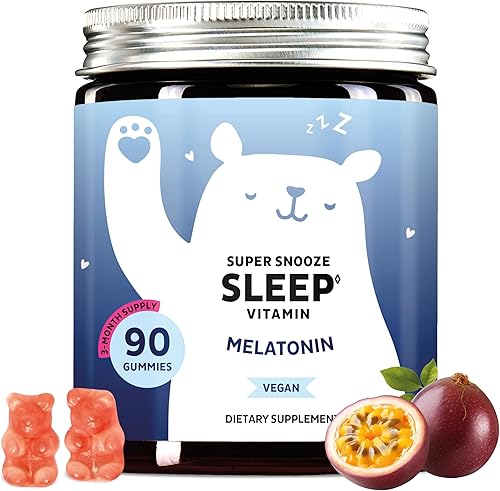 Bears with Benefits Gomitas veganas de melatonina de 5 mg, gomitas para dormir para un tiempo reducido para conciliar el sueño, con vitamina B6 y