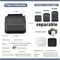 Vista 7 de Elevador de Cama Elevador de Muebles Rectangular Ajustable de Alta Resistencia Bloque de Levantamiento hasta 3 pulgadas y 4.3 pulgadas para Patas