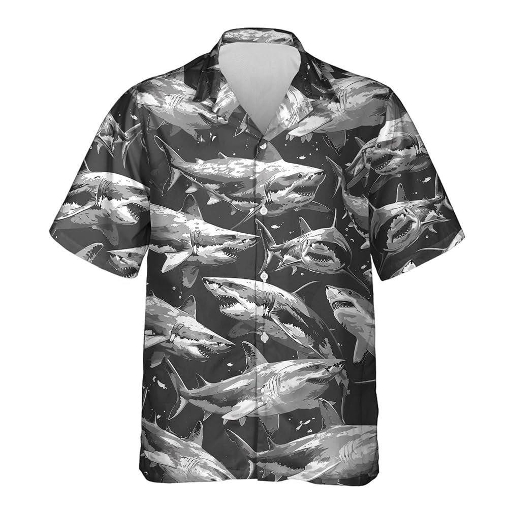 トップス Shark Aloha Shirt DAN Amazon.com: Playful Shark Hawaiian Shirts for Men - Shark