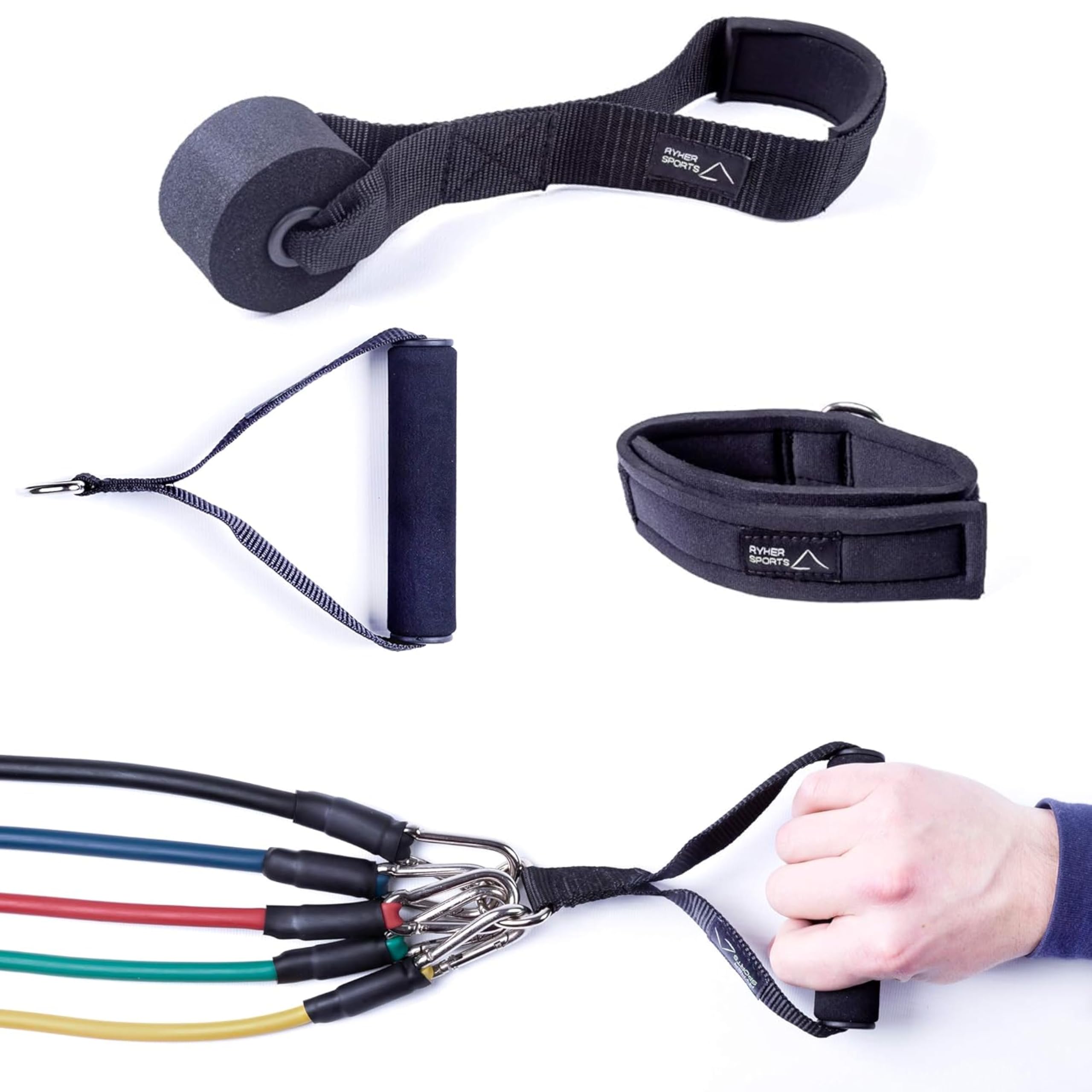 Red Rab Premium Resistance Bands Set per il tuo allenamento a casa, set di bande di resistenza, bande di fitness, bande di fitness con maniglia come manubri, per l'allenamento della forza Calisthenics
