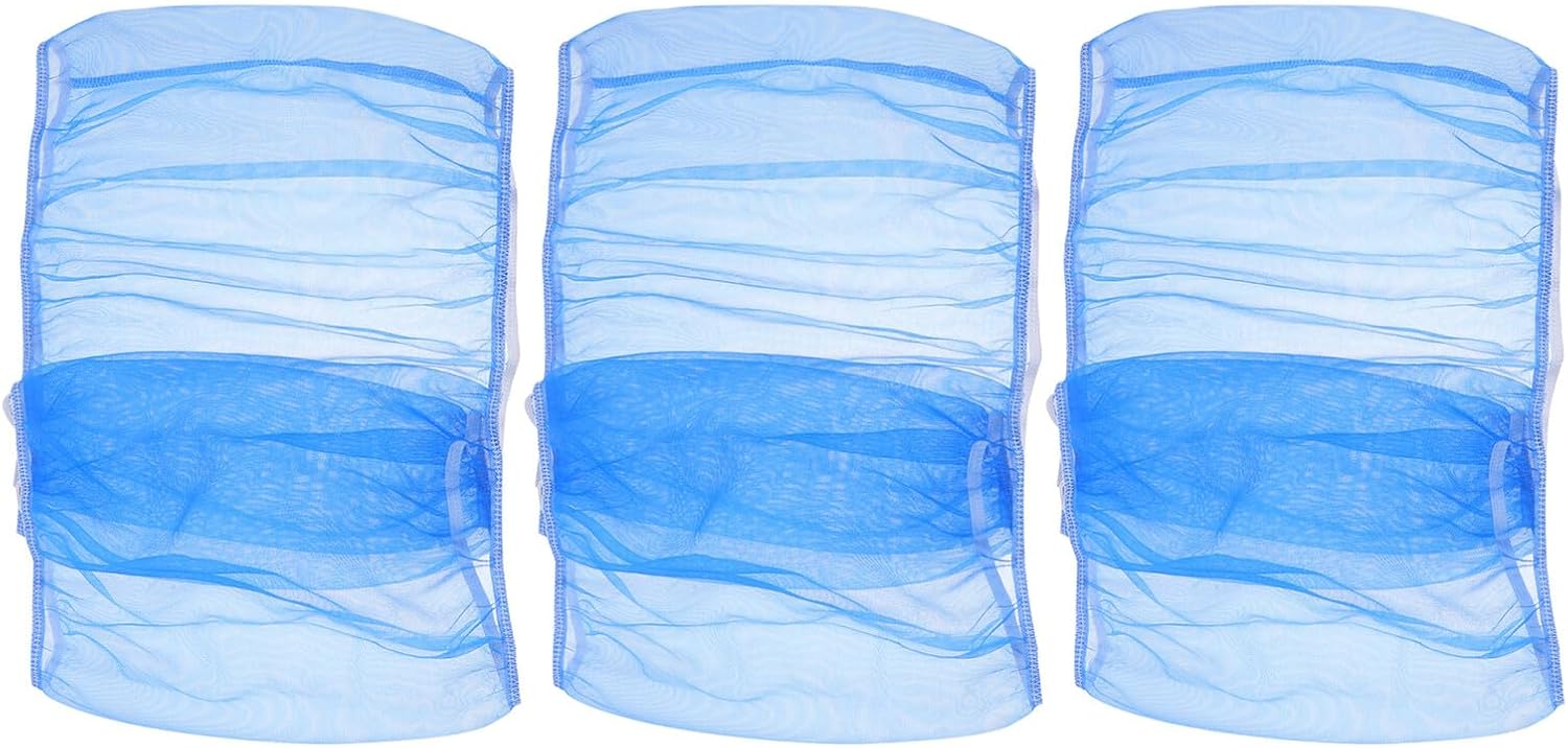 KOMBIUDA 3pcs Blue Mesh Birdcage Cover Dustproof Net Guard Breathable Gauze Skirt for Large Cage 30" Height 140-180cm Circumference Suitable for Parakeet and Budgie Cage Accessories