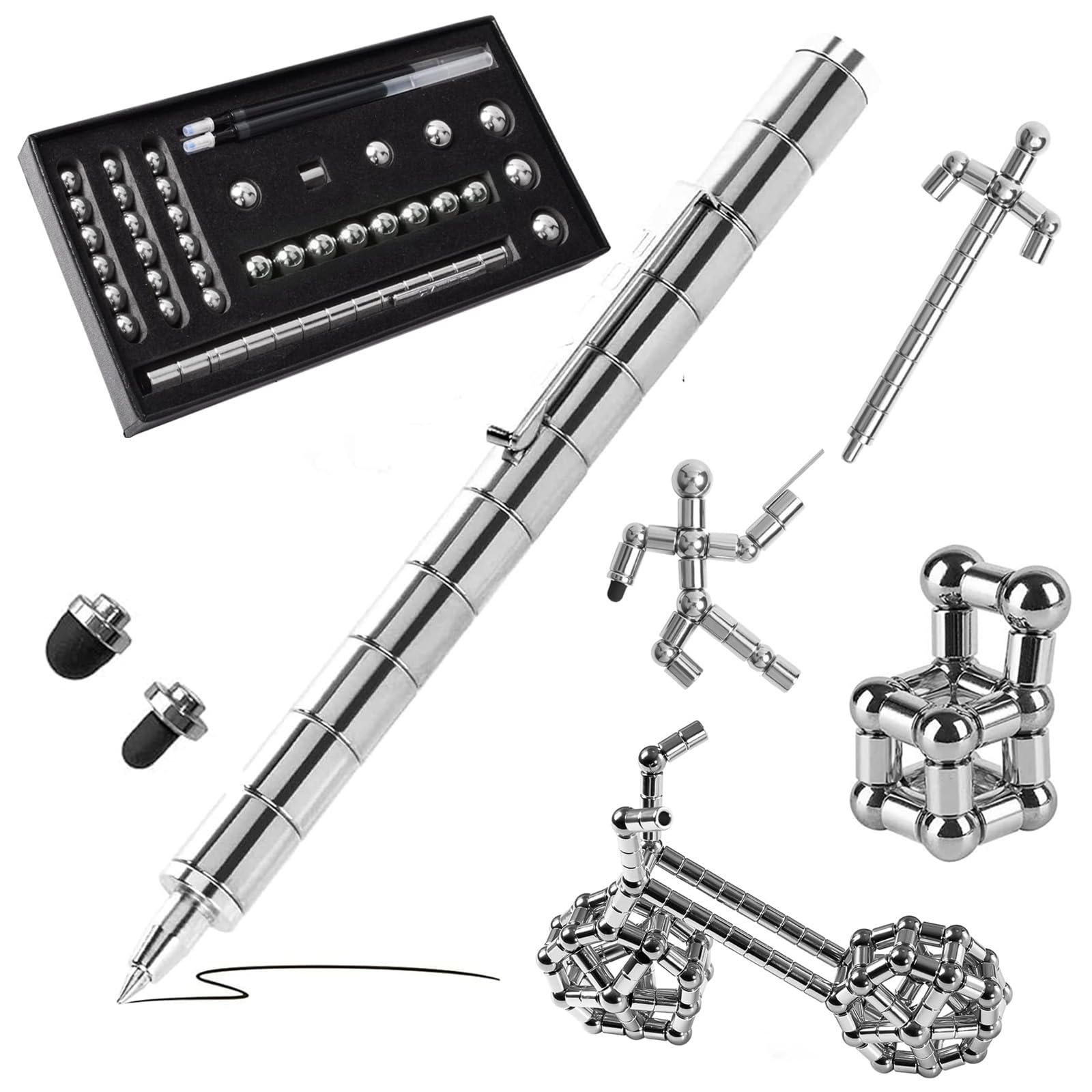 POPOYU Fajny długopis magnetyczny, długopis magnetyczny, wielofunkcyjny długopis magnetyczny dla nastolatków, mężczyzn, dziewcząt, chłopców, fajne rzeczy, prezenty na Boże Narodzenie