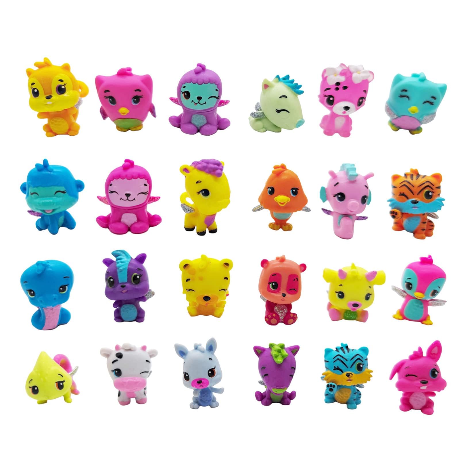 24 Pcs Cute Miniature Pet Doll Random Mini Cute Pets Toy Doll Set Easter Egg Cake Topper Decoration for DIY Crafts Home Decor Cake Decoration