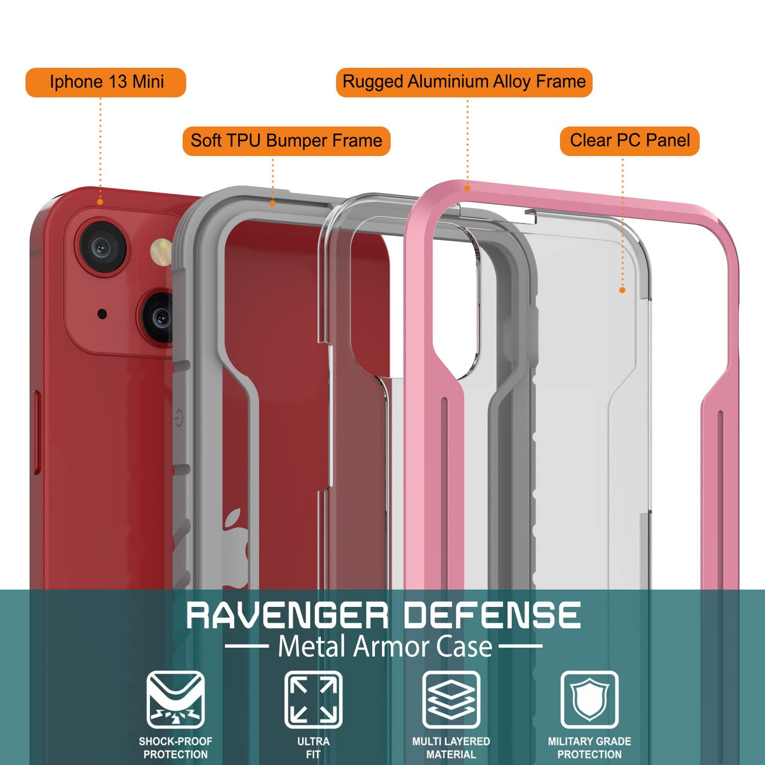 Punkcase Conçue pour iPhone 13 Mini [Série Avenger Defense ] Coque
