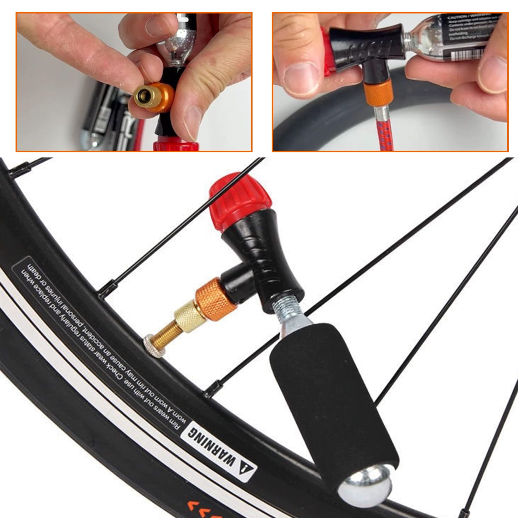 CO2 pompka rowerowa, pompka rowerowa CO2 z kartuszem, kartusz CO2, adapter do wentylu francuskiego do rowerów górskich i wyścigowych