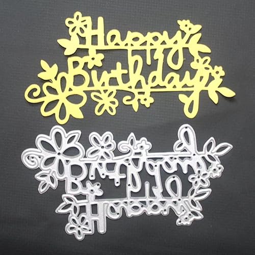 Miniatura 8 de Alminionary Troqueles de feliz cumpleaños para hacer tarjetas, plantillas de troqueles de corte de metal, plantilla de estampado de palabras para
