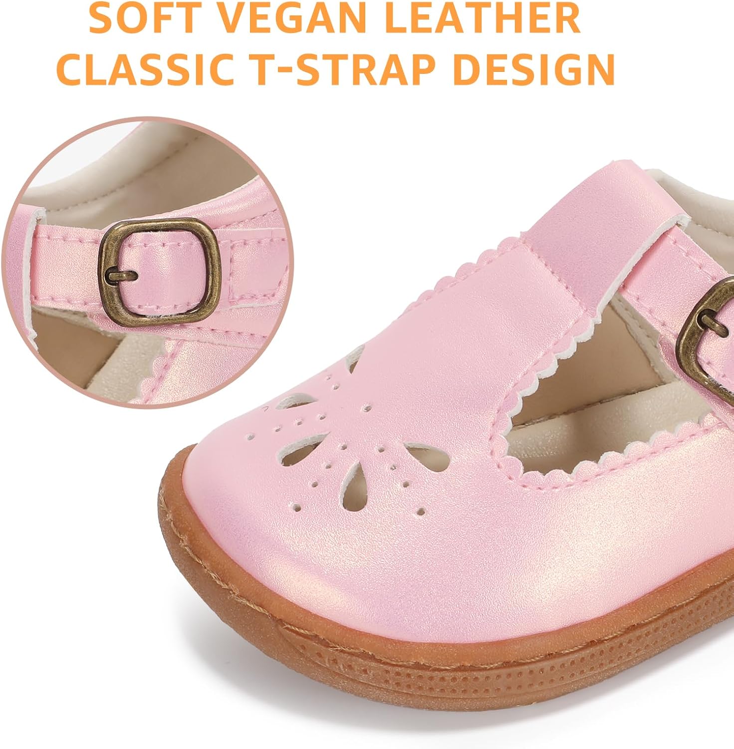 Toddler Girl Mary Jane Dress Shoes Wide Flats for Girls Wedding Party Church Princess Shoe - Image 6