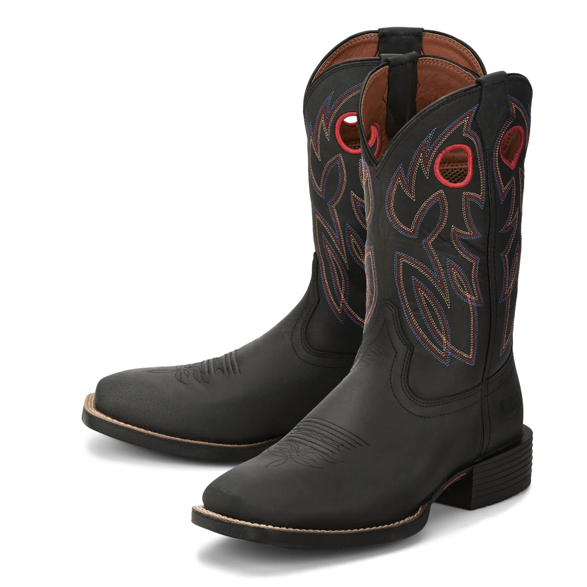 Justin Bowline 11" Cowboy Boots for Men - Square Toe Full-Grain Leather Western Boots for Men with Oil- and Slip-Resistant Rubber Outsole