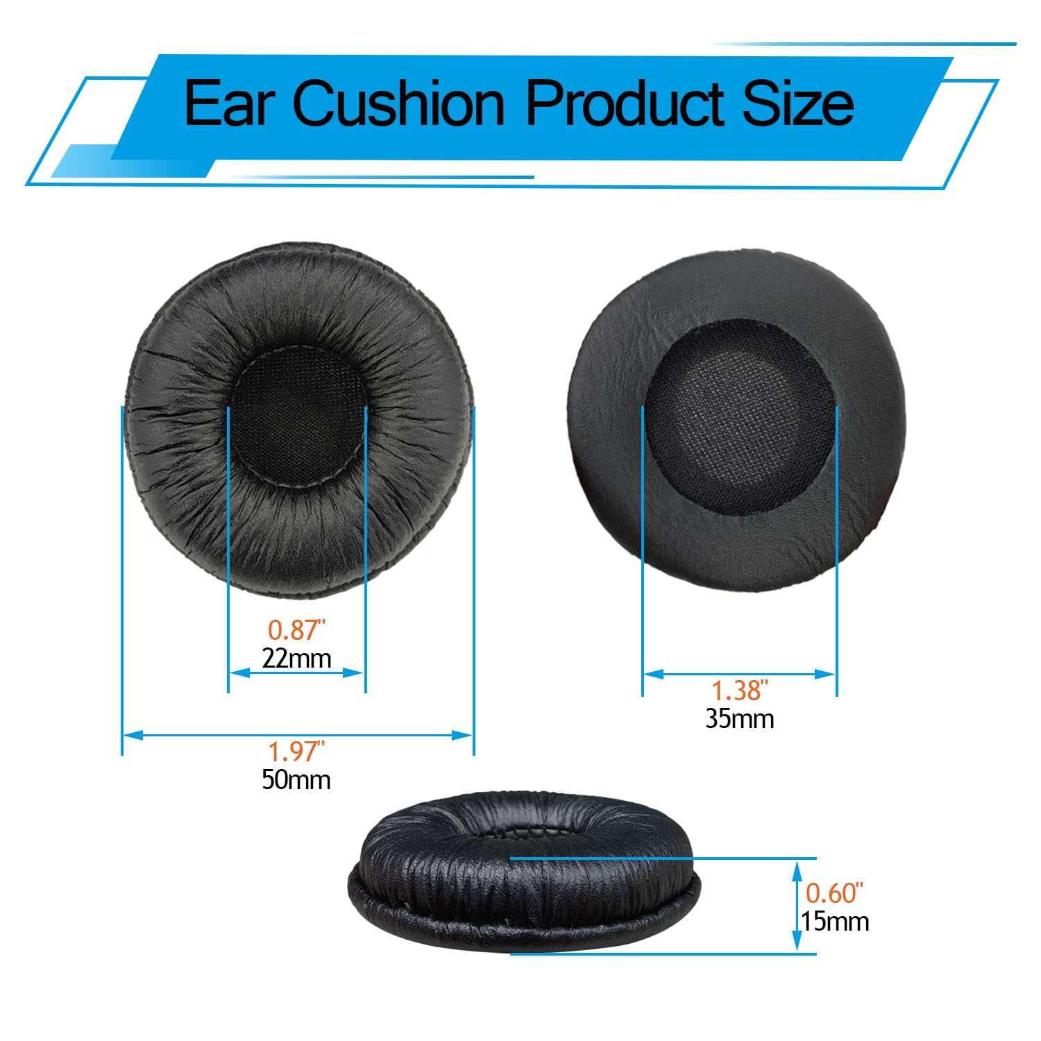 10 Stück Ersatz-Ohrpolster Für Plantronics & Jabra Headsets - 50mm Weiches Kunstleder, Mit Gratis-Mikrofonabdeckungen