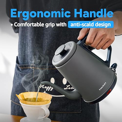 Miniatura 4 de DmofwHi Hervidor eléctrico de cuello de cisne (1.0 L), tetera eléctrica de 1000 W de acero inoxidable 304, apagado automático, hervidor de agua para