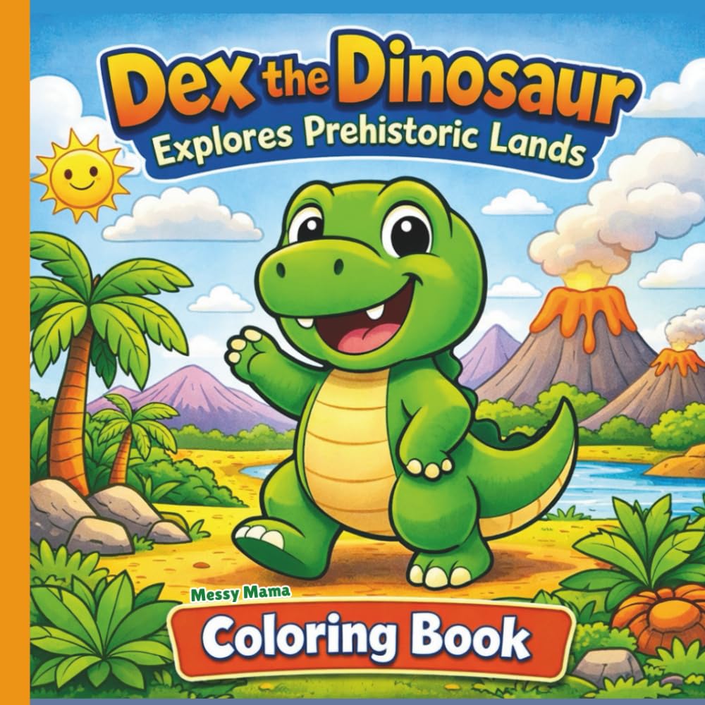 Dex the Dinosaur Explores Prehistoric Lands Coloring Book: A Cute Dinosaur Coloring Book for Little Hands and Big Imaginations - Perfect for Kids Ages 3–8