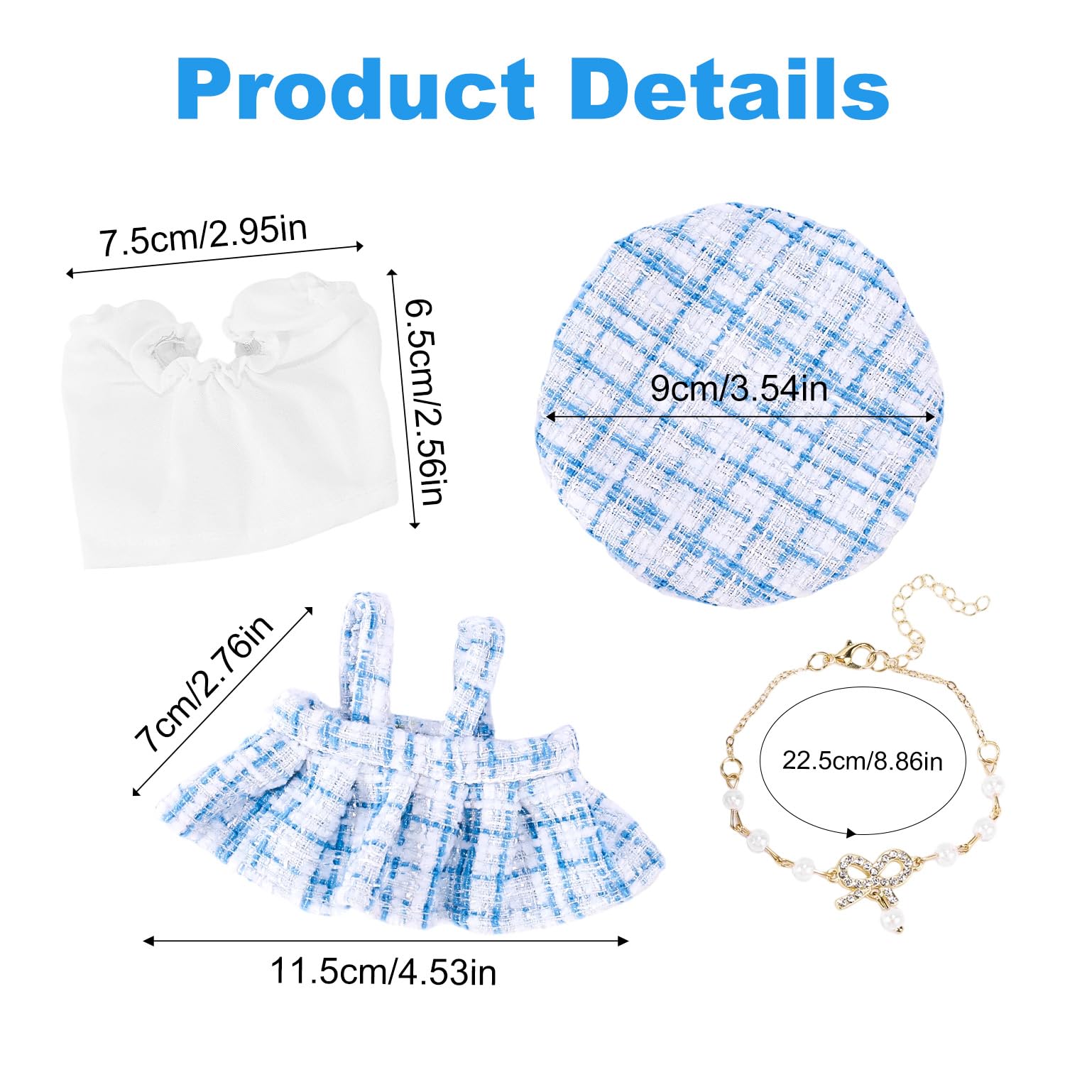 Lyreh Plush Doll Outfits Set, Elegant Plush Toy Clothes Including Shirt Dress Hat and Necklace for 17cm Doll Clothing Display or Decor - Image 2