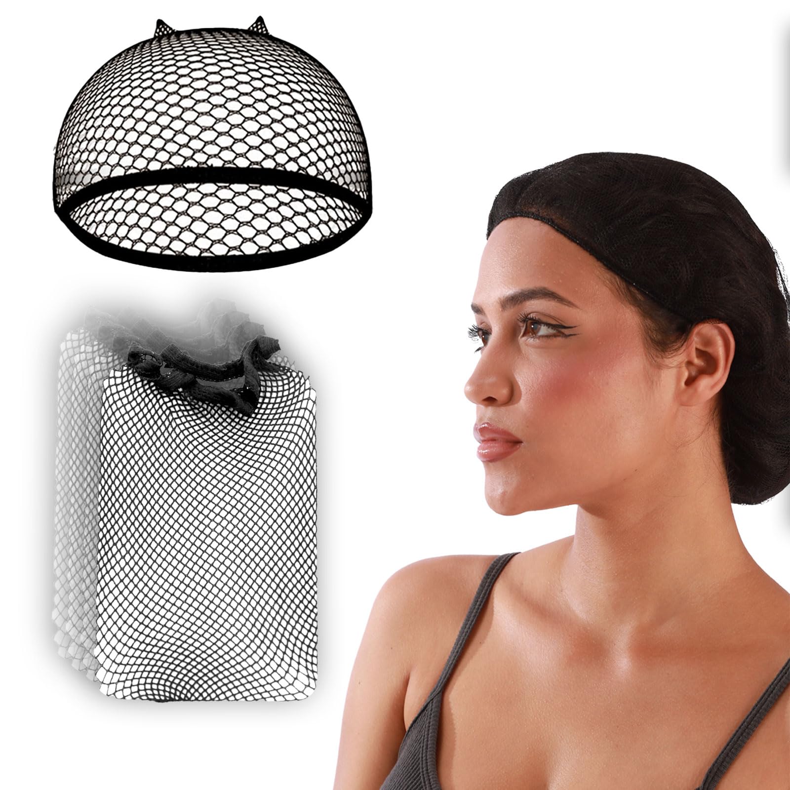 Smilco 10-Piece Mesh Wig Caps & Fishnet Hair Net for Women, Nylon Weaving Net for Halloween Cosplay
