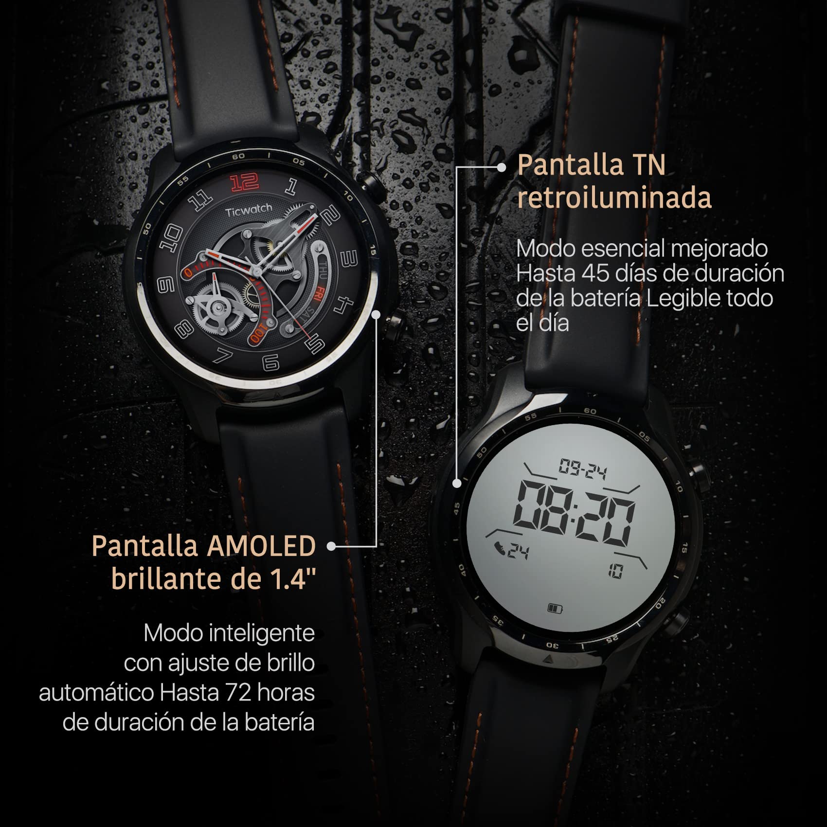 TicWatch Pro 3 Reloj inteligente con GPS para hombres y mujeres, Wear OS by Google, Pantalla de doble capa 2.0, Batería de larga duración, Negro