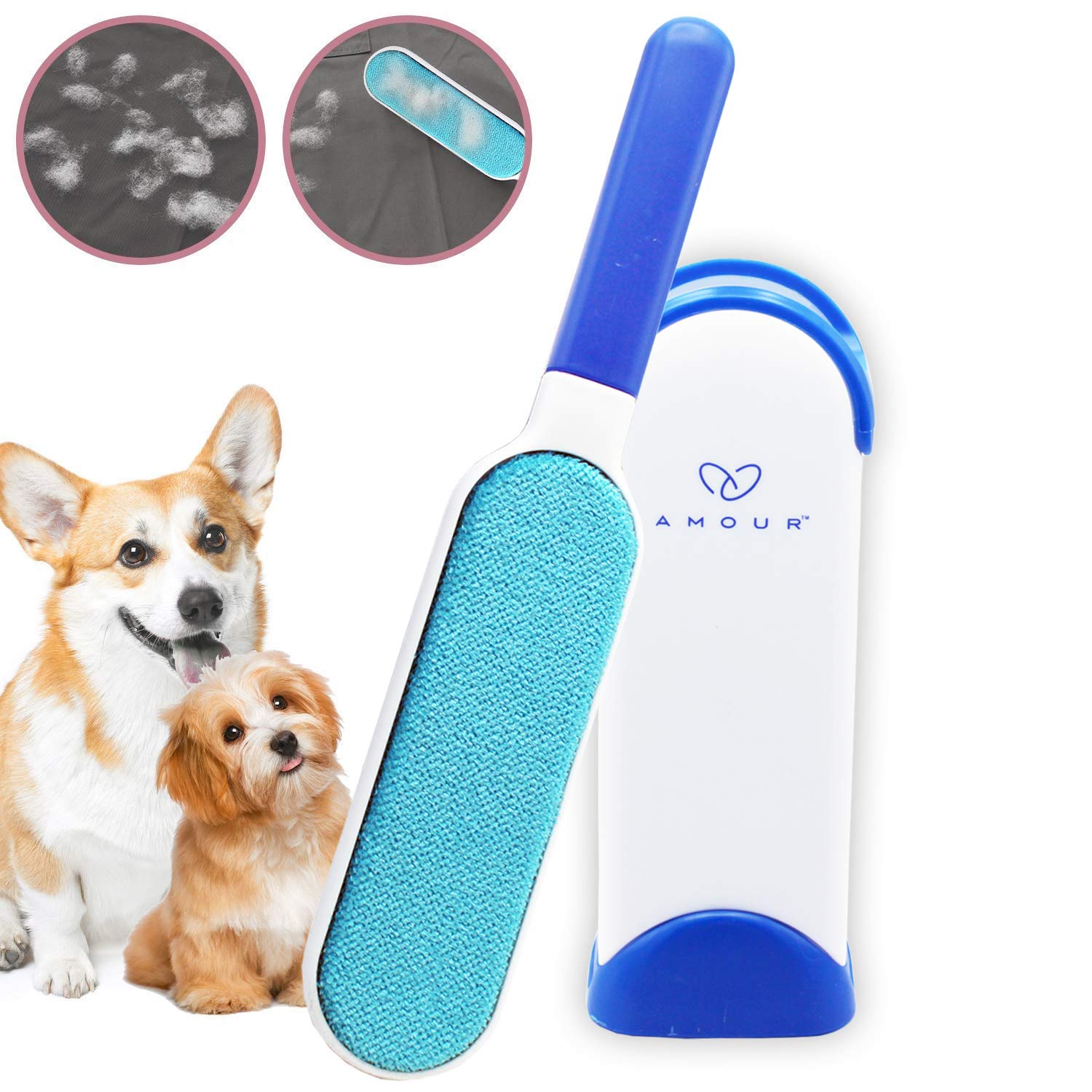 Amour pet Hair Remover Brush Double-Sided lint Brush with self-Cleaning Base Great for Furniture Clothing Carpets linens Pillows car Seats and More (B09JC582VT) Amazon Price History, Amazon Price Tracker