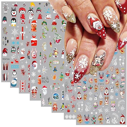 8 Sheets 3D Snowflake Nail Art Stickers Winter Christmas Nail