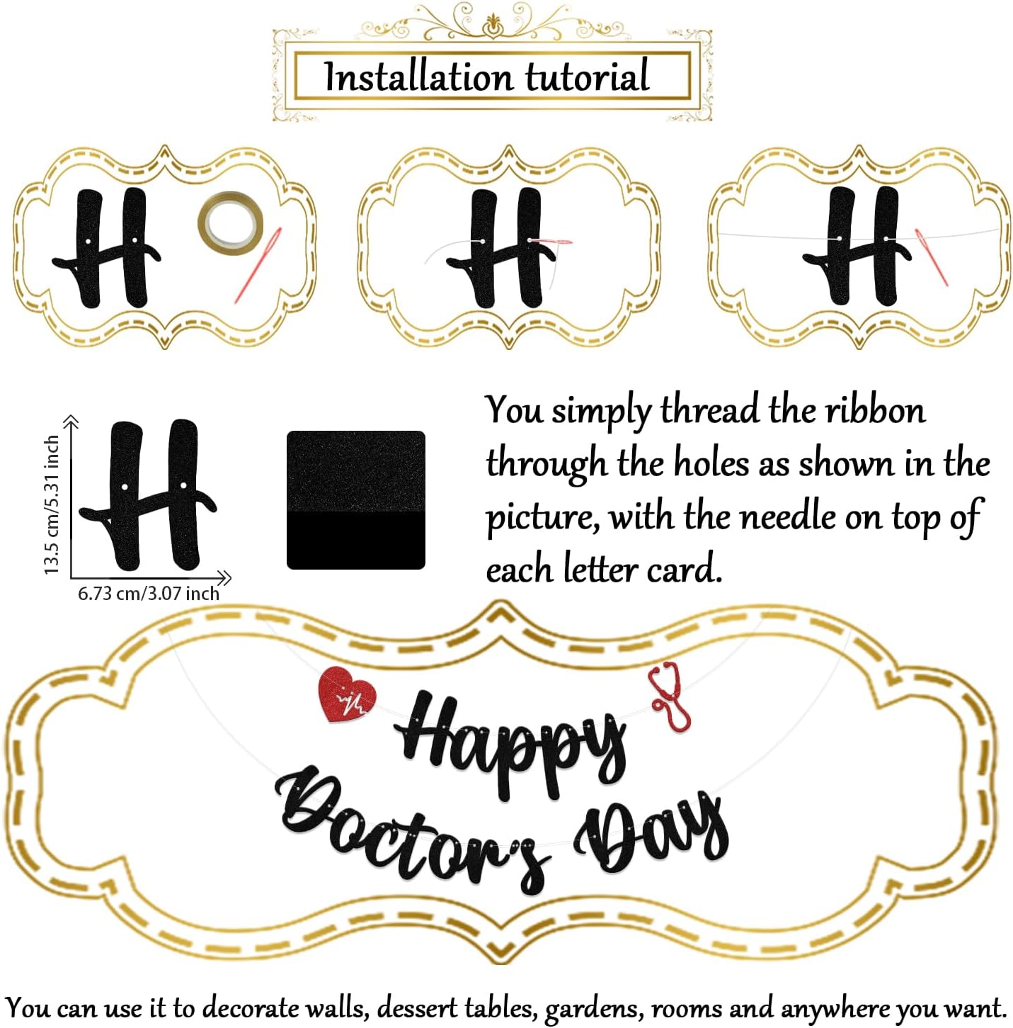 Happy Doctor's Day Banner - Thank You Doctor - Doctors Day Decorations Black