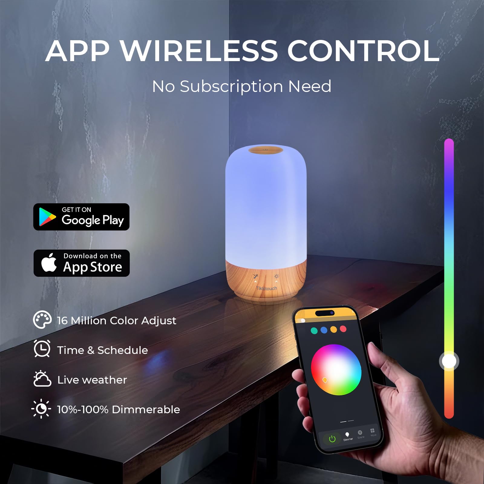 Tikkitouch Long Distance Lamp Set of 2 WiFi Touch Lamp Long Distance Relationship Gift for Couples, Mom, Friends & Family