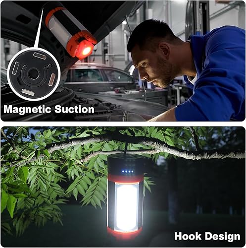 Miniatura 6 de Luces de campamento, linterna LED recargable portátil con 5 modos de iluminación, luz telescópica con luz de trabajo trípode, linterna desmontable