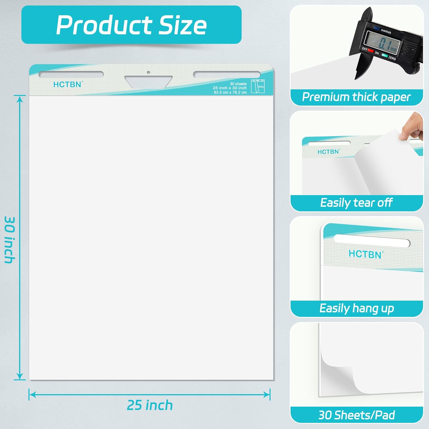Sticky Easel Pad, 25 in x 30 in, White, 30 Sheets/Pad, 4 Pads/Pack – Large Premium Self Stick Flip Chart Paper Super Sticking Power for Offices, Classrooms, Conference Rooms, & Training Centers