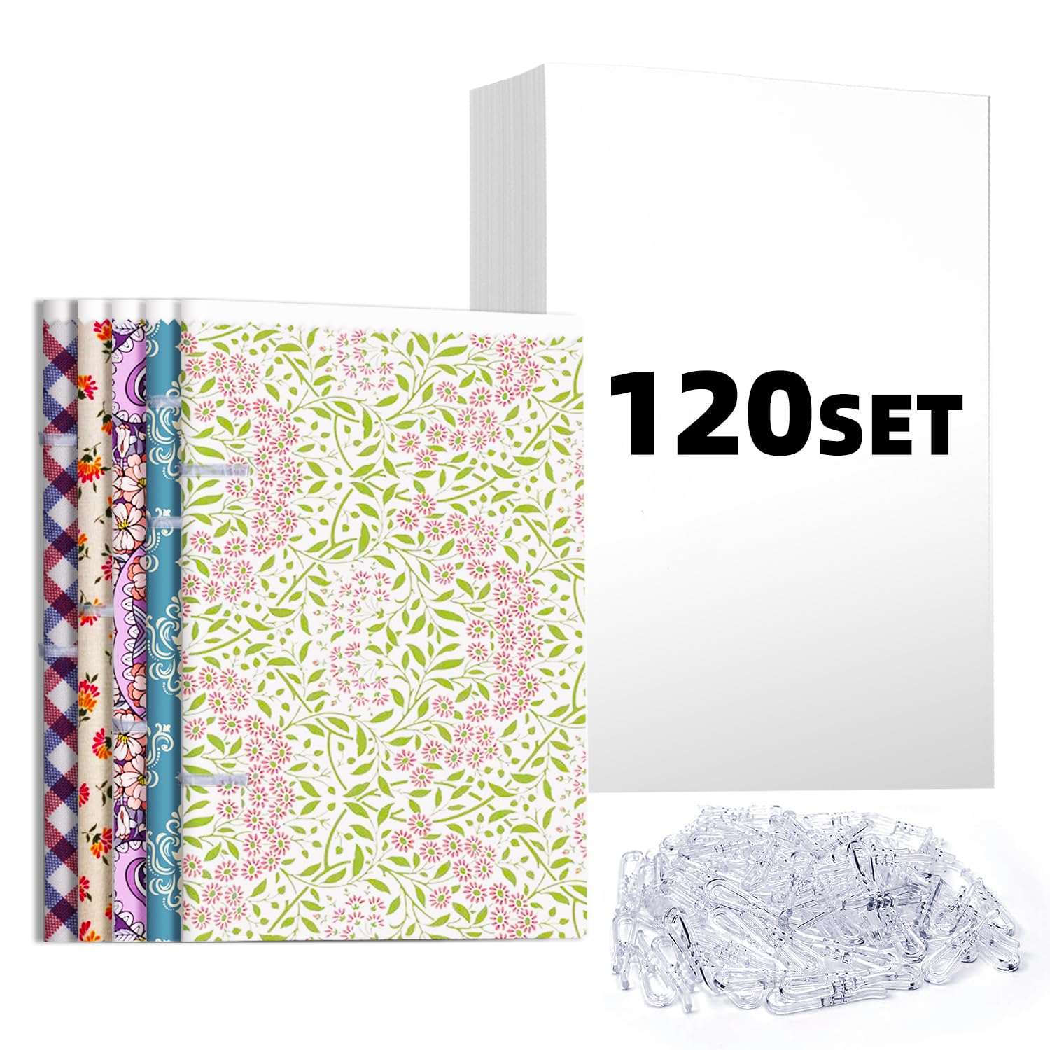 Fabric Organizer Boards, Comic Book Boards with U Shape Plastic Alligator Clips, 10.6 * 8.2 Inch Magazine Boards for Folding and Storing Fabric Keep It Straight (120 Pcs)