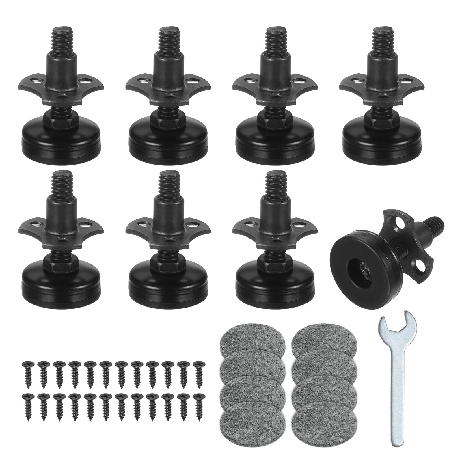 M METERXITY 8-Pack Furniture Feet 3/8"-16 Thread w T-Nut Kit 2640LBS Black