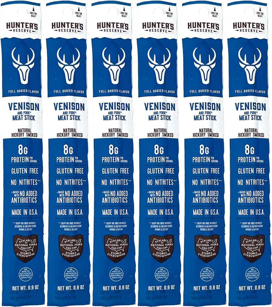 Hunter's Reserve - Exotic Meat Trail Sticks - Adventure You Can Taste - Wild Game Jerky Sticks (VENISON, 6ct)