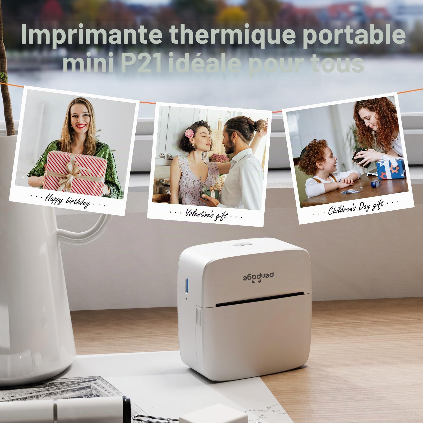 Peripage P21 Mini Imprimante Thermique Bluetooth Portable Autocollant iOS Android