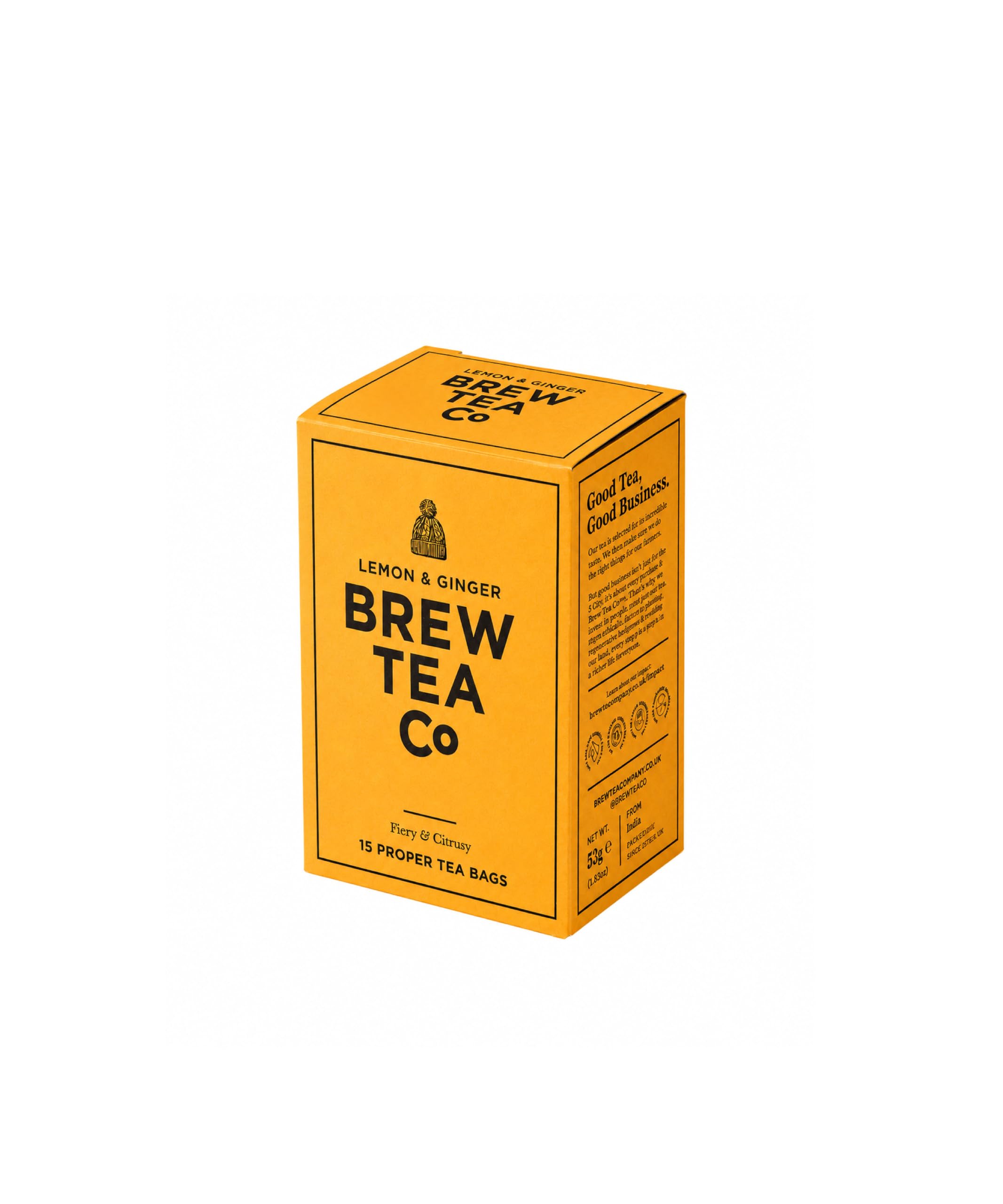 Brew Tea Co. Light Brew Tea Lemon & Ginger Proper Teabags (15 Teabags)