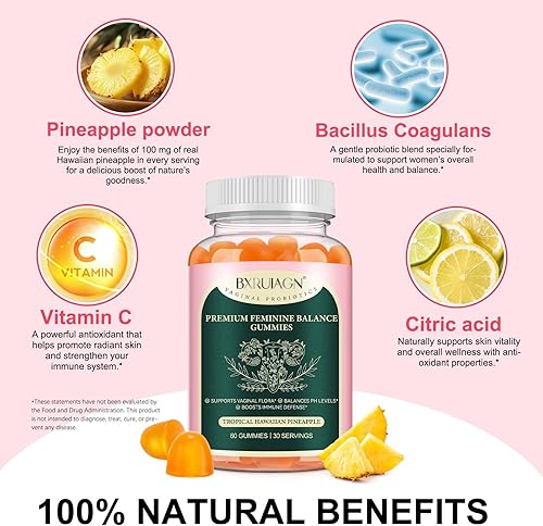 Miniatura 5 de Gomitas de equilibrio femenino premium, gomitas de piña para mujeres, apoya la flora vaginal, equilibra los niveles de ph, aumenta la defensa