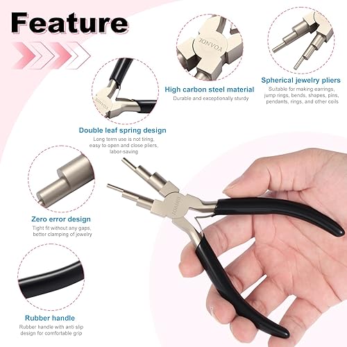 Miniatura 3 de Herramienta de fabricación de joyas alicates de acero de alto carbono con bucle ajustable de 0.079 a 0.315 pulgadas, herramienta profesional de